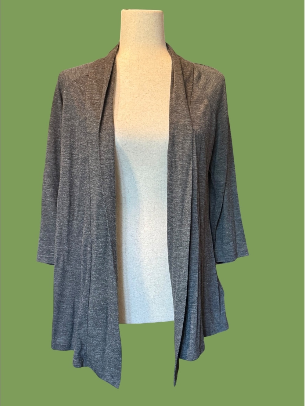 AGB Women's Gray Open Front Cardigan Size L